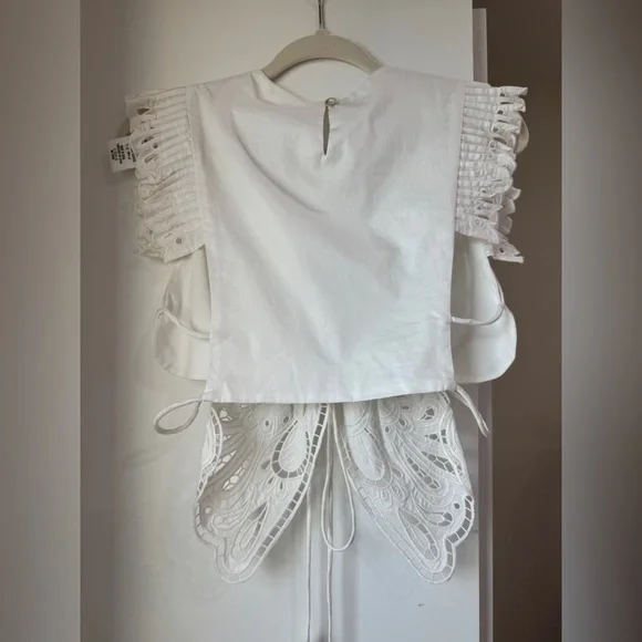 Farm Rio: Off-White Butterfly Richelieu Blouse - Picture 6 of 12